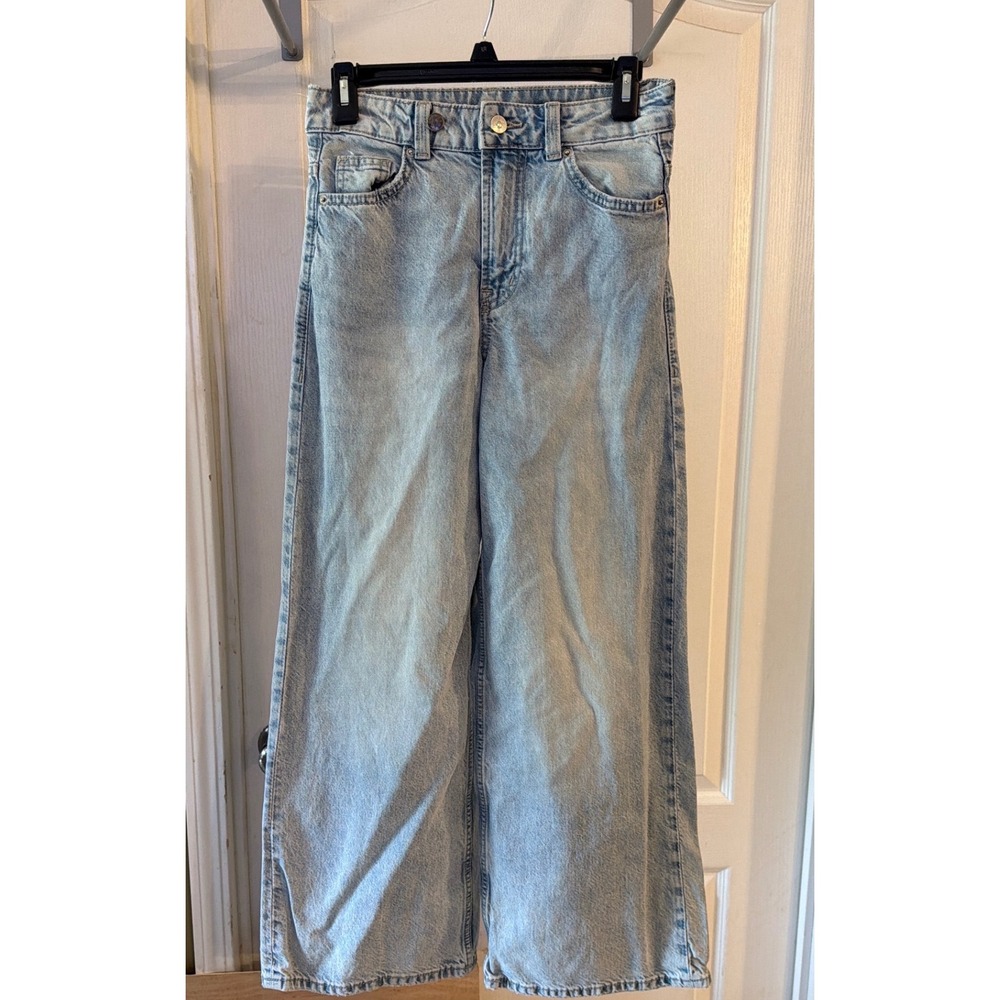 Divided HM Light Wash Wide Leg High Rise Denim Jeans Light Blue 26 Inch Waist